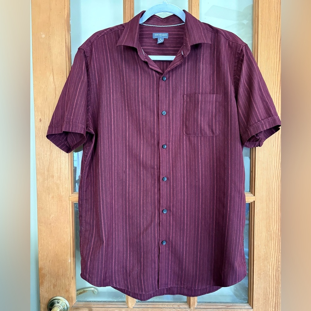 Van Heusen Air Men's Maroon Striped Button Down Shirt